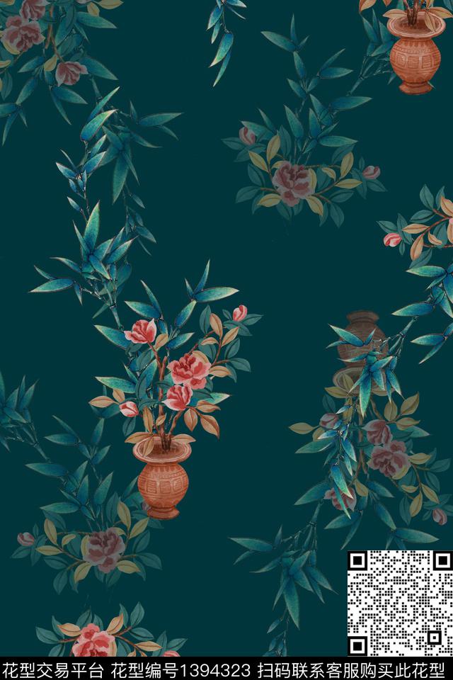 香云纱真丝中国风个数码印花华亿平台下载（图片编号: 1394323） - 瓦栏（Walan）