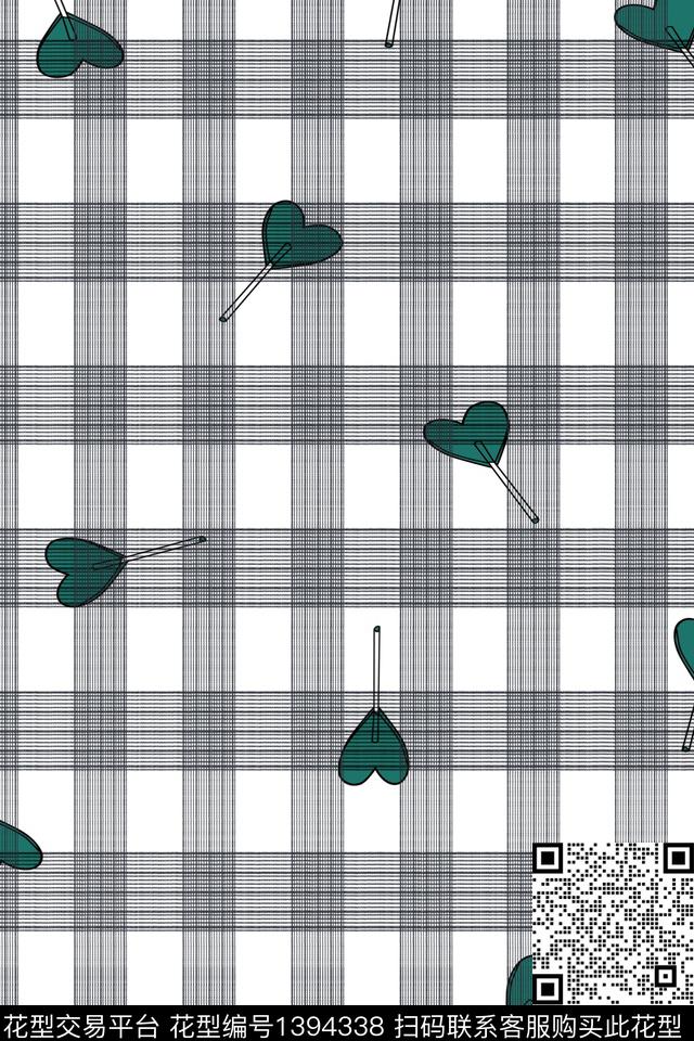 爱心几何黑白华亿平台传统印花华亿平台下载（图片编号: 1394338） - 瓦栏（Walan）