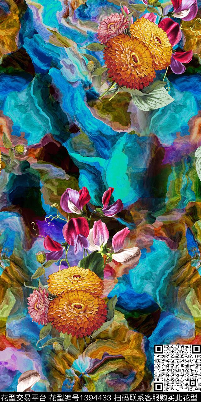 时尚颜色写意数码印花华亿平台下载（图片编号: 1394433） - 瓦栏（Walan）