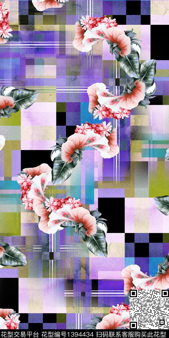 时尚颜色写意数码印花华亿平台下载（图片编号: 1394434） - 瓦栏（Walan）