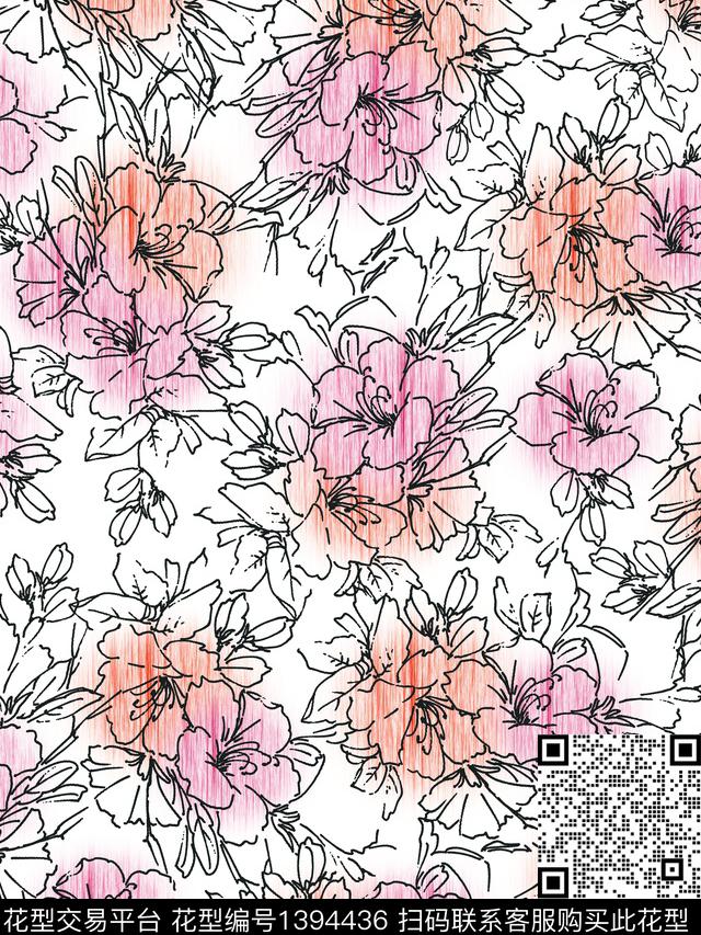 水彩欧美印花数码印花华亿平台下载（图片编号: 1394436） - 瓦栏（Walan）