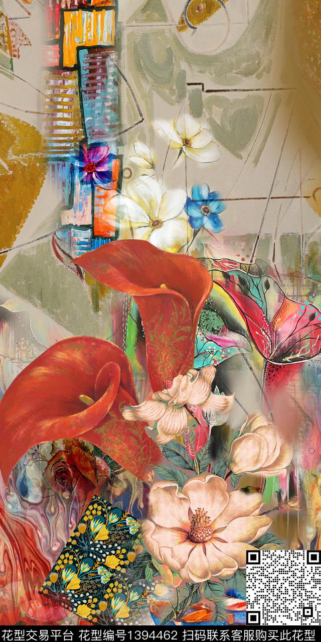 时尚定位花简约数码印花华亿平台下载（图片编号: 1394462） - 瓦栏（Walan）