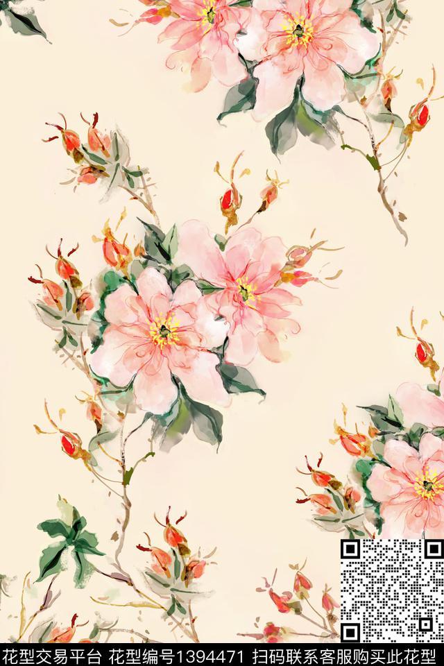 女装大牌风水彩花卉数码印花华亿平台下载（图片编号: 1394471） - 瓦栏（Walan）