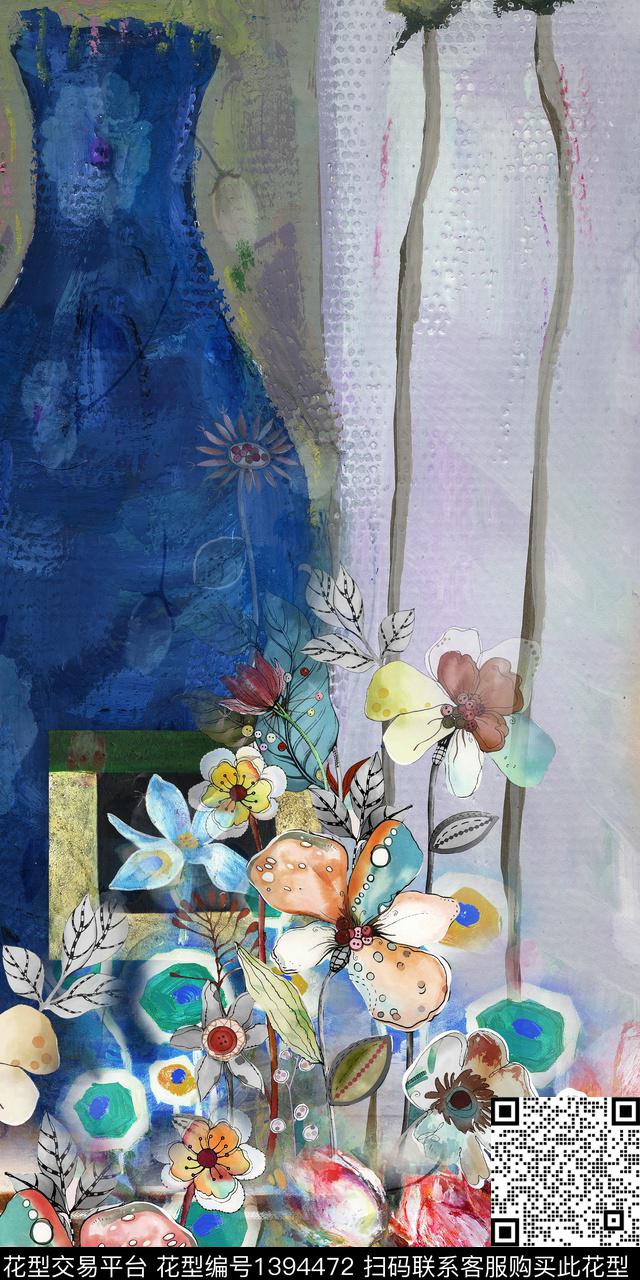 时尚定位花简约数码印花华亿平台下载（图片编号: 1394472） - 瓦栏（Walan）