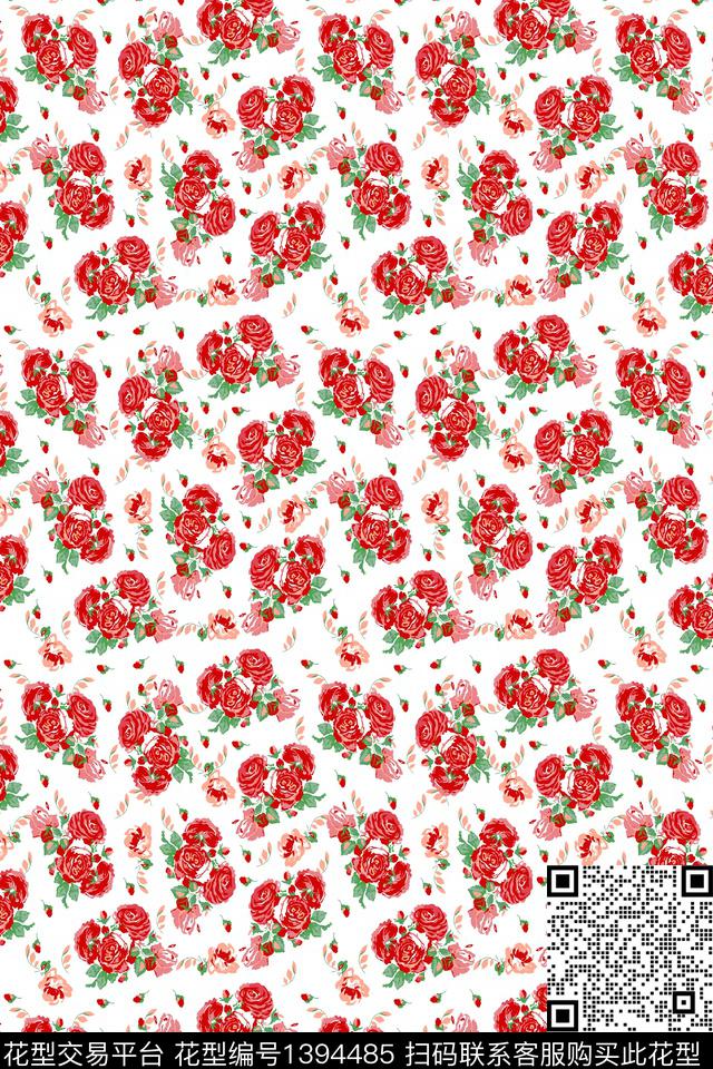 花卉大牌风小清新数码印花华亿平台下载（图片编号: 1394485） - 瓦栏（Walan）