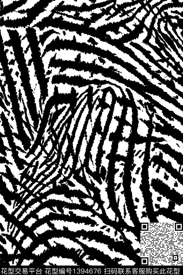 几何斑马纹抽象花卉数码印花华亿平台下载（图片编号: 1394676） - 瓦栏（Walan）