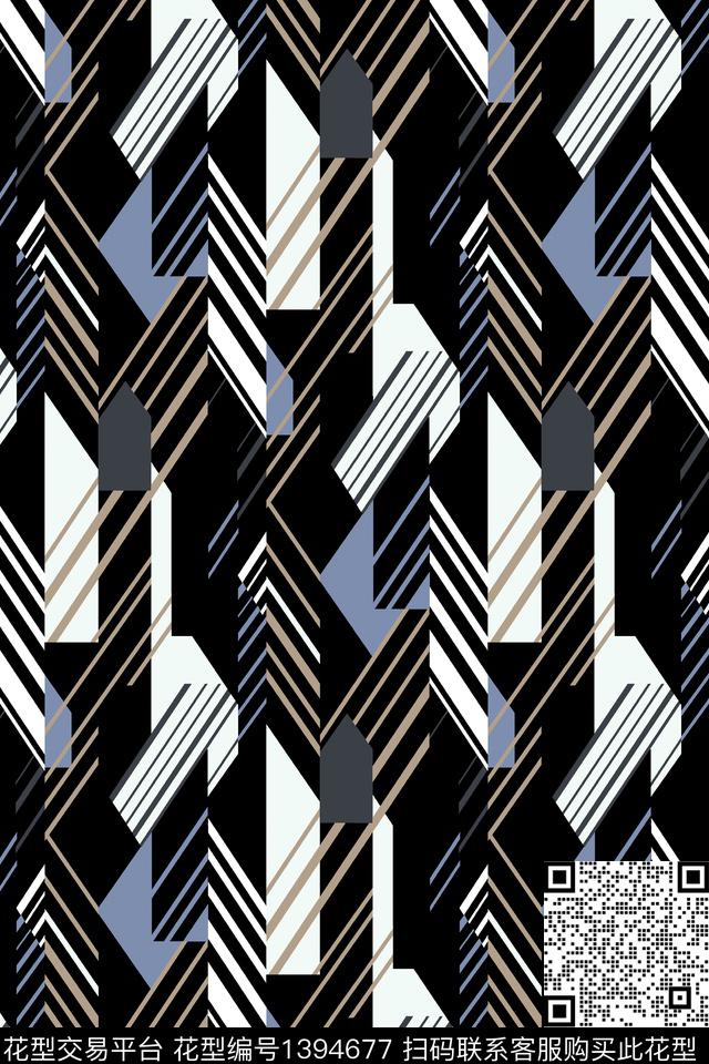 几何男装大牌风数码印花华亿平台下载（图片编号: 1394677） - 瓦栏（Walan）