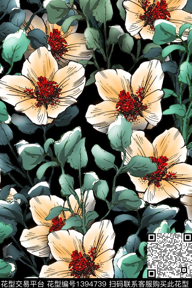 女装花卉植物数码印花华亿平台下载（图片编号: 1394739） - 瓦栏（Walan）