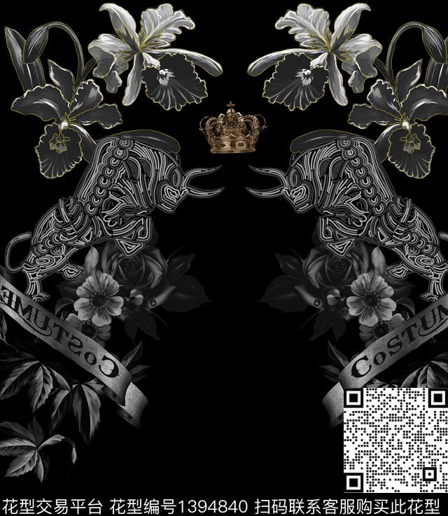 动物花卉男装牛数码印花华亿平台下载（图片编号: 1394840） - 瓦栏（Walan）