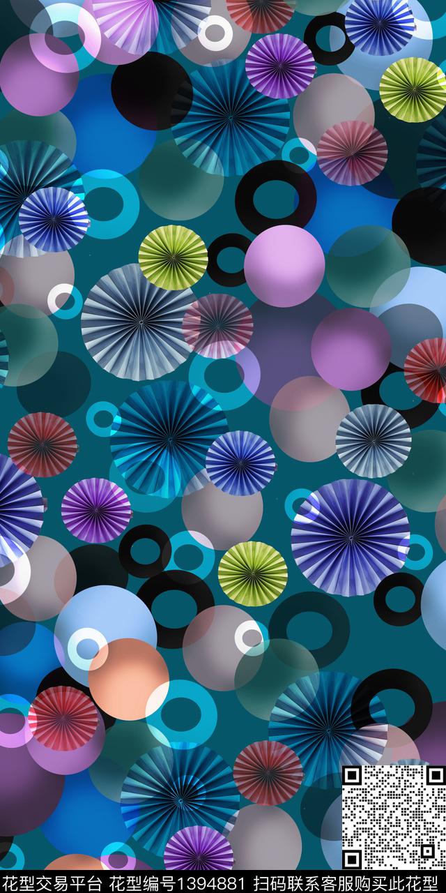 圆形抽象3D立体数码印花华亿平台下载（图片编号: 1394881） - 瓦栏（Walan）