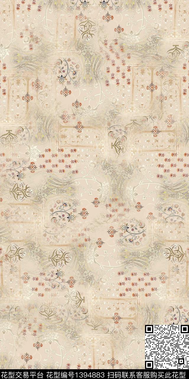 花卉棉麻数码印花华亿平台下载（图片编号: 1394883） - 瓦栏（Walan）