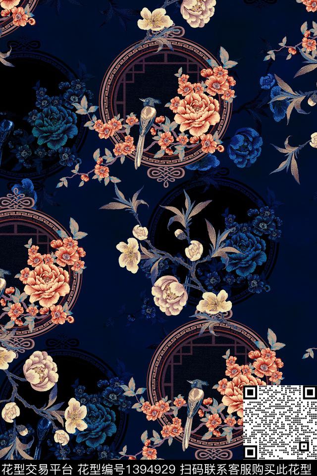 花卉大牌风香云纱数码印花华亿平台下载（图片编号: 1394929） - 瓦栏（Walan）
