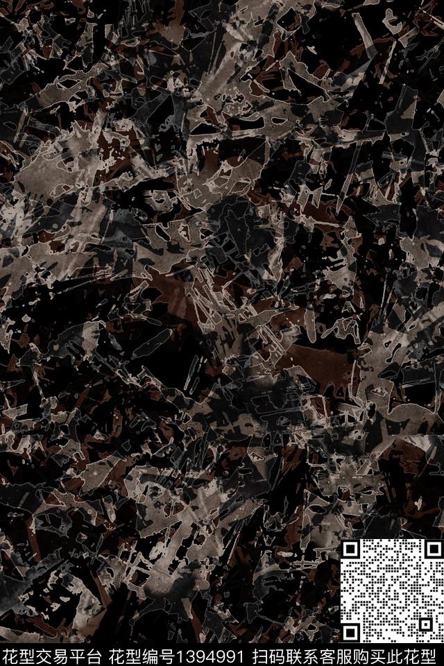 肌理羽绒服抽象男装数码印花华亿平台下载（图片编号: 1394991） - 瓦栏（Walan）