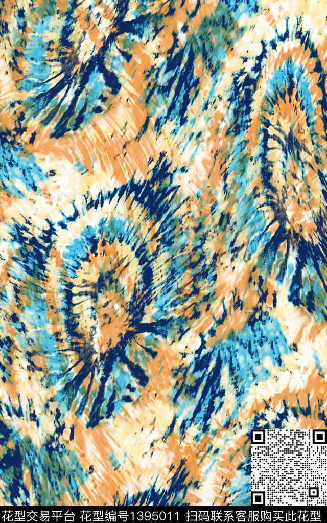 扎染华亿平台大牌风抽象数码印花华亿平台下载（图片编号: 1395011） - 瓦栏（Walan）