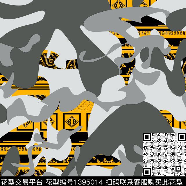 几何男装满版花迷彩传统印花华亿平台下载（图片编号: 1395014） - 瓦栏（Walan）