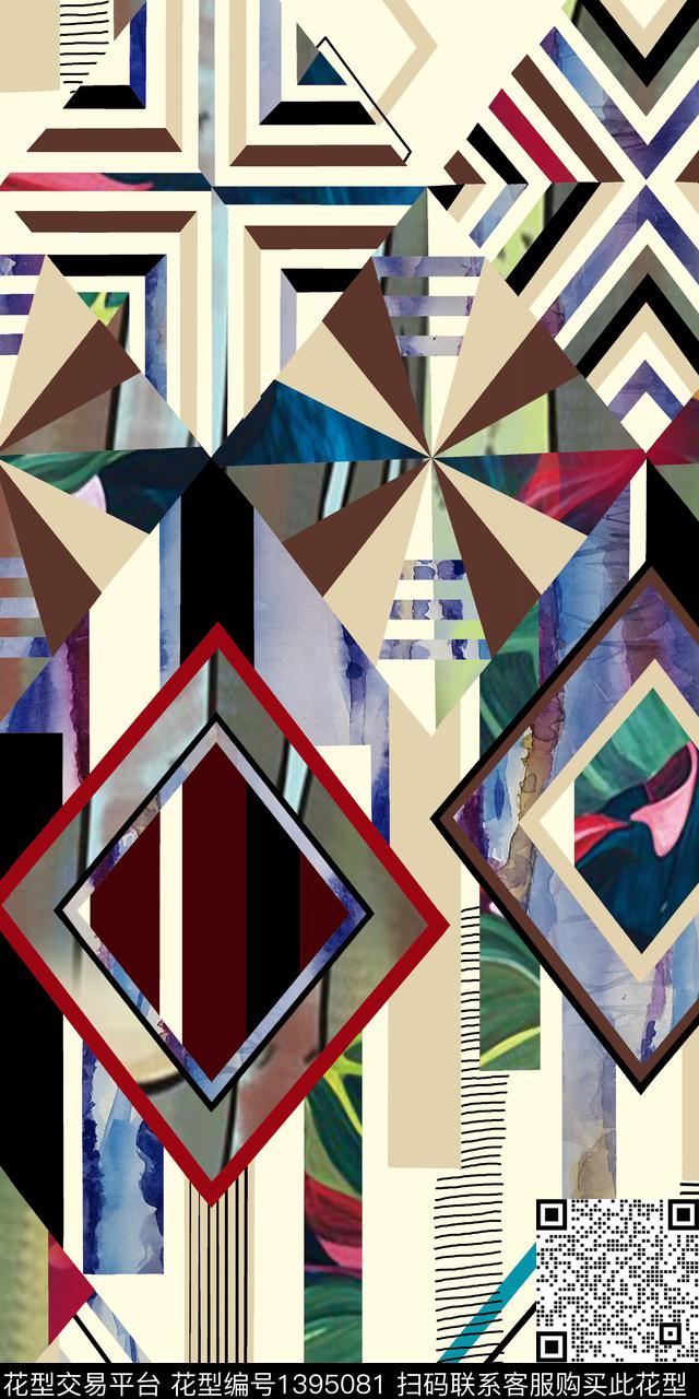 几何抽象数码印花华亿平台下载（图片编号: 1395081） - 瓦栏（Walan）