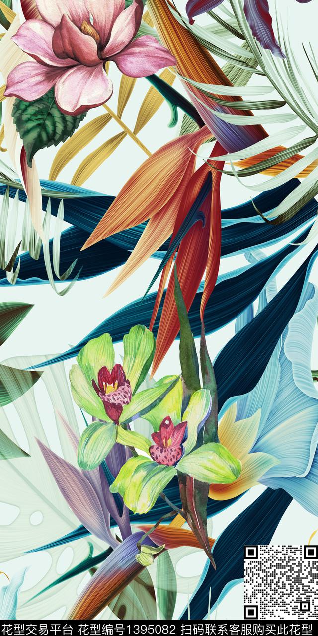 花卉绿植树叶数码印花华亿平台下载（图片编号: 1395082） - 瓦栏（Walan）