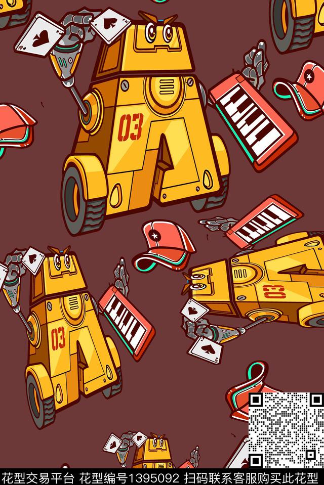 卡通BOY机器人数码印花华亿平台下载（图片编号: 1395092） - 瓦栏（Walan）