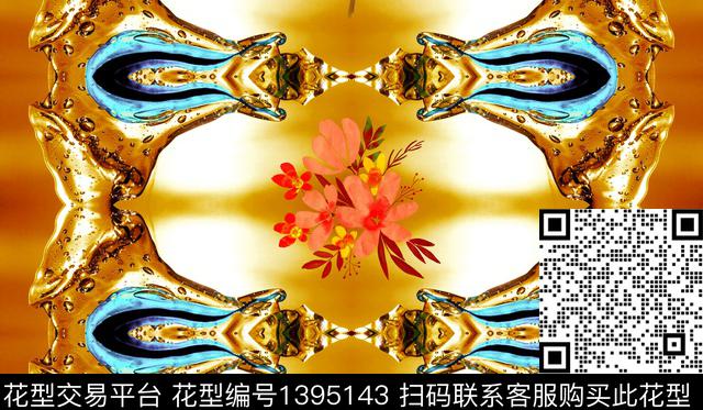 抽象花卉水彩花卉炫丽民族风数码印花华亿平台下载（图片编号: 1395143） - 瓦栏（Walan）