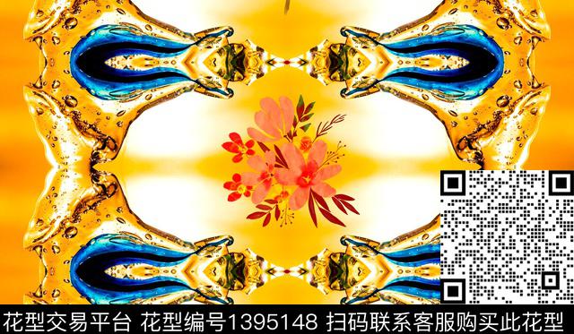 抽象花卉水彩花卉炫丽民族风数码印花华亿平台下载（图片编号: 1395148） - 瓦栏（Walan）