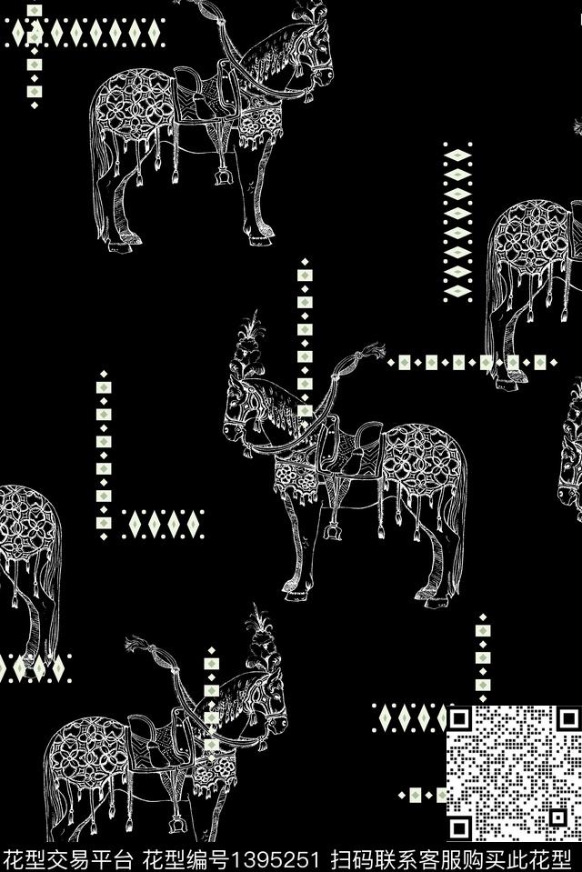 大牌风休闲马数码印花华亿平台下载（图片编号: 1395251） - 瓦栏（Walan）