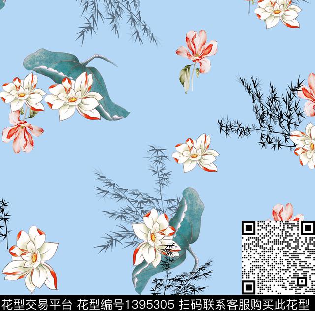 连衣裙女装花卉传统印花华亿平台下载（图片编号: 1395305） - 瓦栏（Walan）