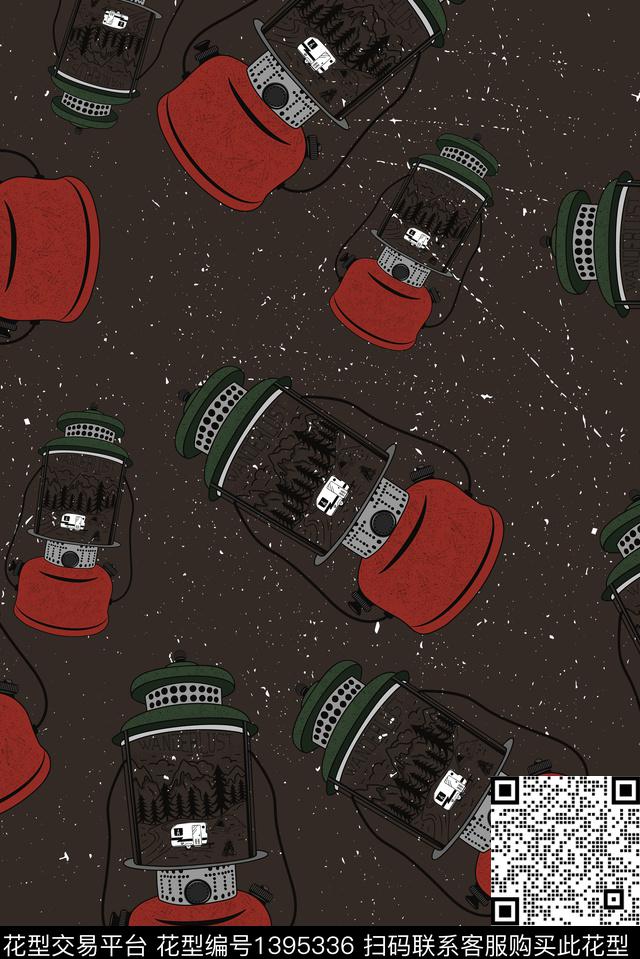 创意灯笼痕迹数码印花华亿平台下载（图片编号: 1395336） - 瓦栏（Walan）