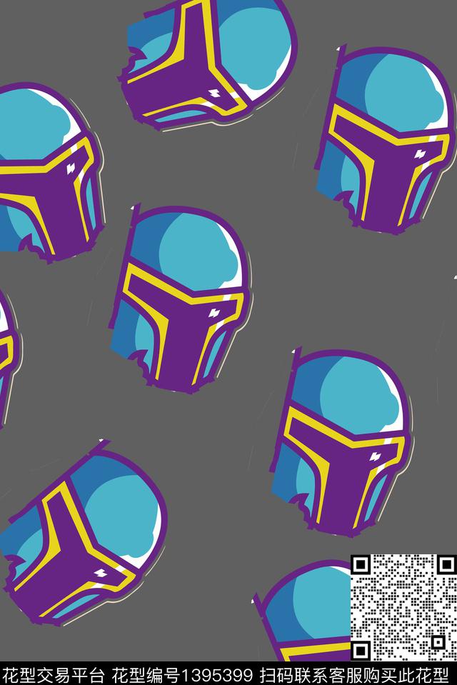 骑士创意头盔数码印花华亿平台下载（图片编号: 1395399） - 瓦栏（Walan）
