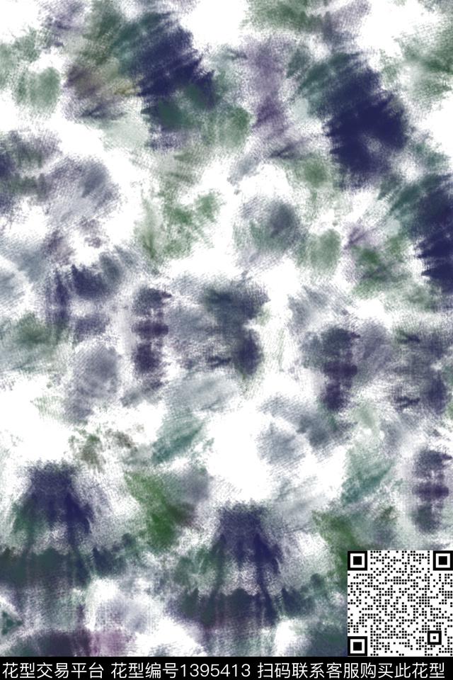 中老年抽象扎染华亿平台数码印花华亿平台下载（图片编号: 1395413） - 瓦栏（Walan）