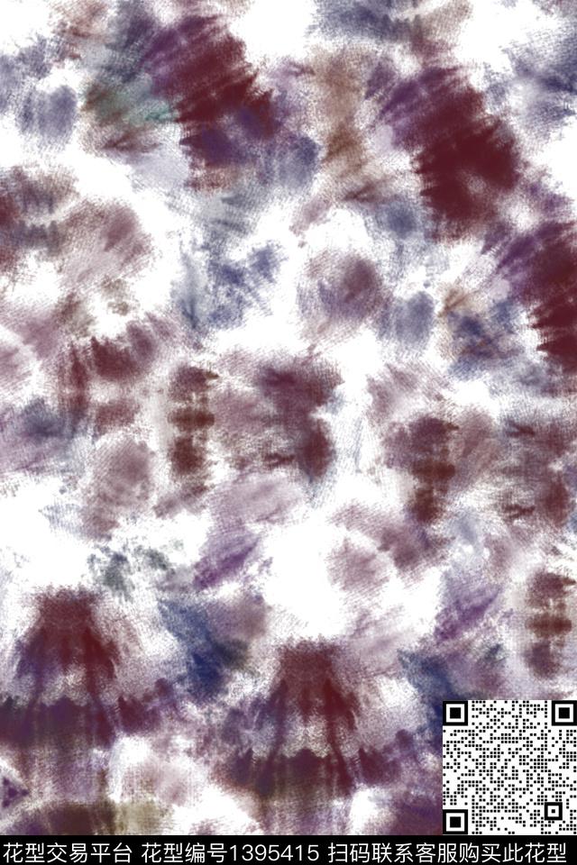 中老年抽象扎染华亿平台数码印花华亿平台下载（图片编号: 1395415） - 瓦栏（Walan）