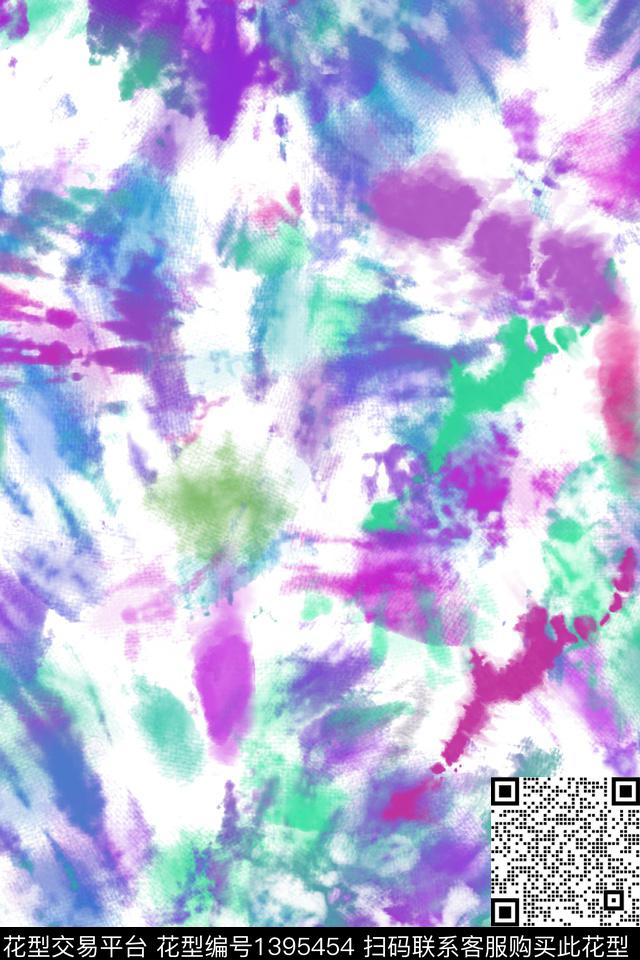 肌理抽象扎染华亿平台数码印花华亿平台下载（图片编号: 1395454） - 瓦栏（Walan）