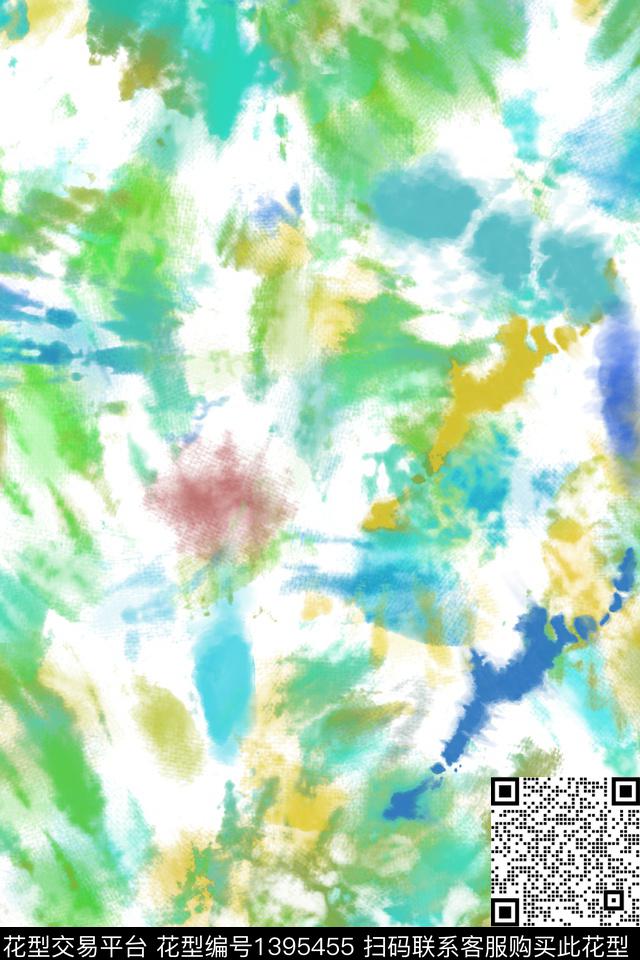 肌理抽象扎染华亿平台数码印花华亿平台下载（图片编号: 1395455） - 瓦栏（Walan）