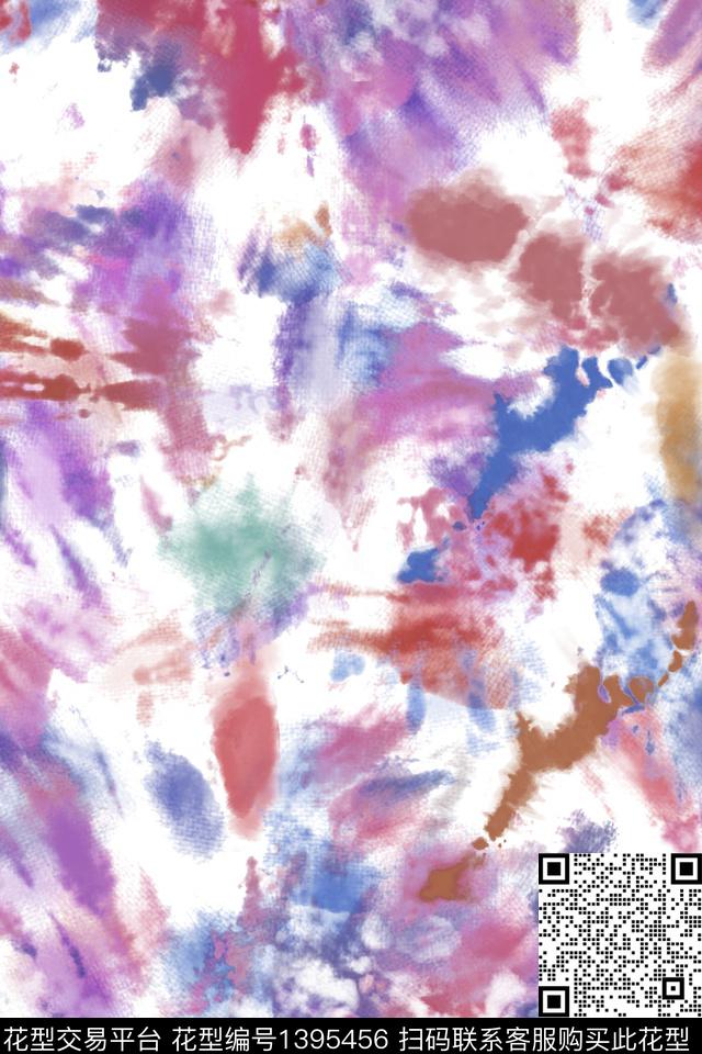 肌理抽象扎染华亿平台数码印花华亿平台下载（图片编号: 1395456） - 瓦栏（Walan）