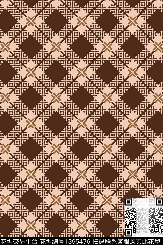 几何格子大牌风传统印花华亿平台下载（图片编号: 1395476） - 瓦栏（Walan）