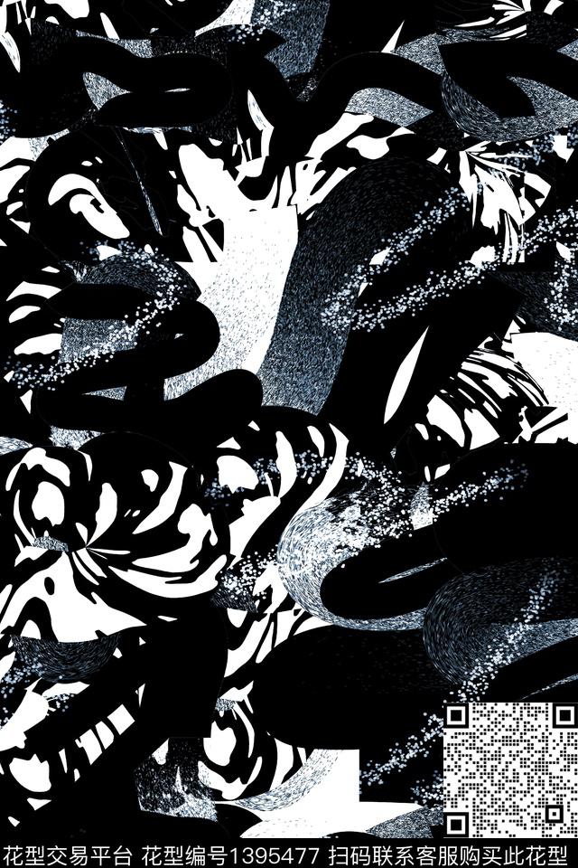 几何肌理笔触数码印花华亿平台下载（图片编号: 1395477） - 瓦栏（Walan）