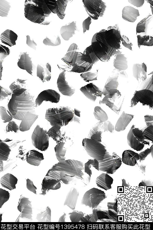 肌理笔触抽象男装数码印花华亿平台下载（图片编号: 1395478） - 瓦栏（Walan）