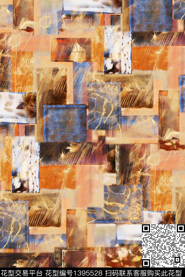 几何肌理复古数码印花华亿平台下载（图片编号: 1395528） - 瓦栏（Walan）
