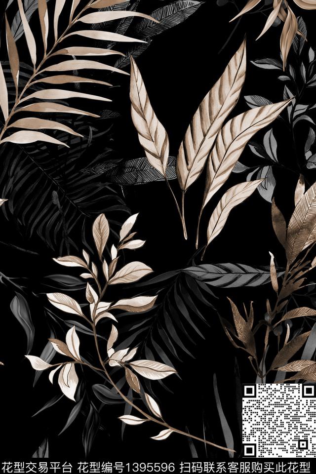 绿植树叶花卉大牌风数码印花华亿平台下载（图片编号: 1395596） - 瓦栏（Walan）