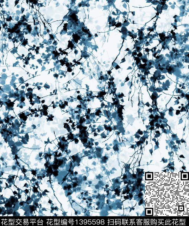 时尚抽象真丝数码印花华亿平台下载（图片编号: 1395598） - 瓦栏（Walan）