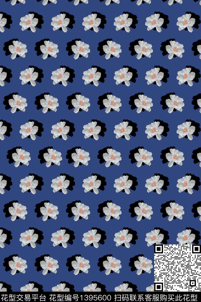 文艺蓝色时尚数码印花华亿平台下载（图片编号: 1395600） - 瓦栏（Walan）