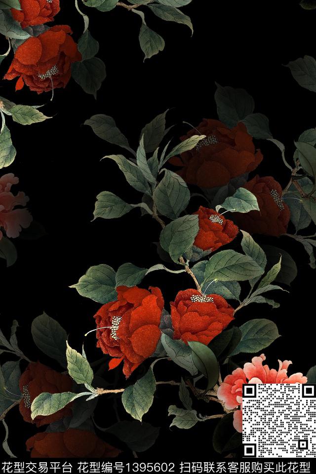 绿植树叶花卉大牌风数码印花华亿平台下载（图片编号: 1395602） - 瓦栏（Walan）