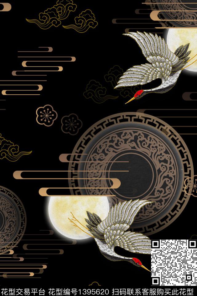 仙鹤大牌风香云纱数码印花华亿平台下载（图片编号: 1395620） - 瓦栏（Walan）