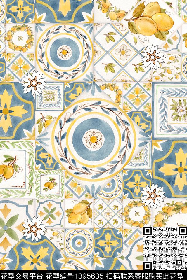 几何民族风大牌风数码印花华亿平台下载（图片编号: 1395635） - 瓦栏（Walan）