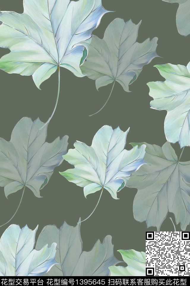 花卉大牌风植物数码印花华亿平台下载（图片编号: 1395645） - 瓦栏（Walan）