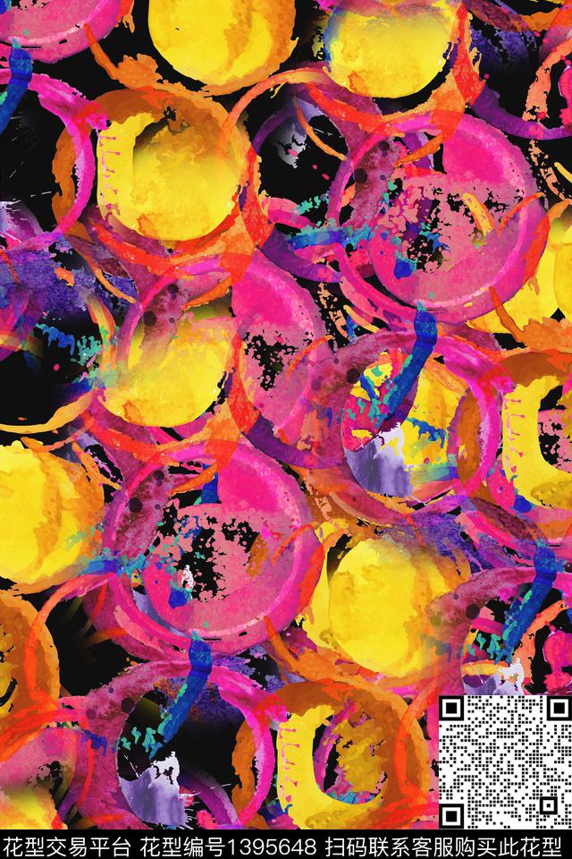几何炫彩大牌风数码印花华亿平台下载（图片编号: 1395648） - 瓦栏（Walan）