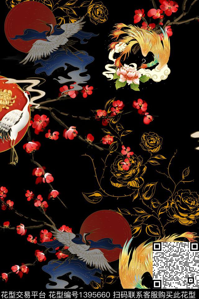 花卉大牌风香云纱数码印花华亿平台下载（图片编号: 1395660） - 瓦栏（Walan）