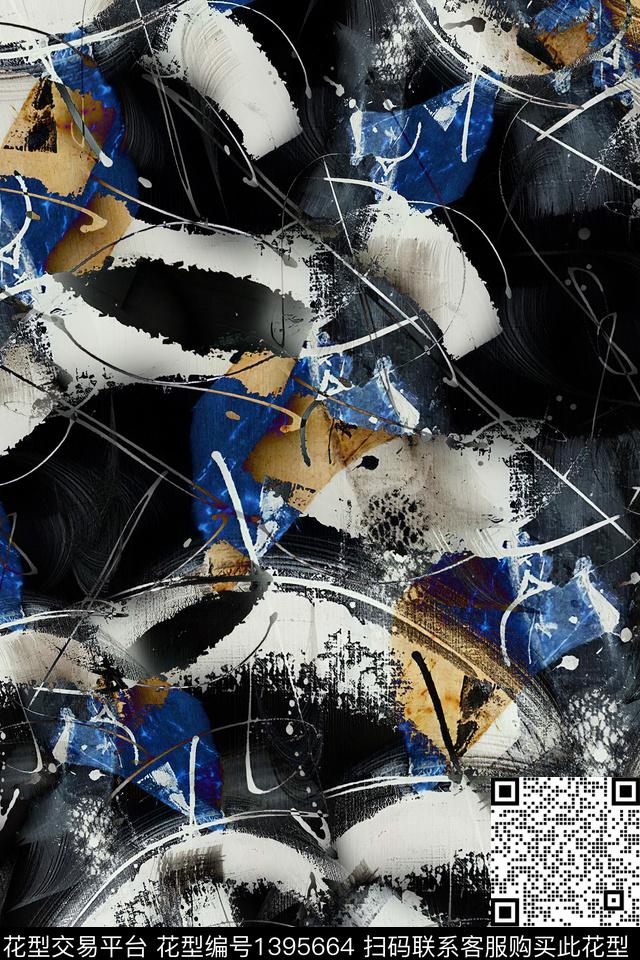 几何肌理抽象男装数码印花华亿平台下载（图片编号: 1395664） - 瓦栏（Walan）