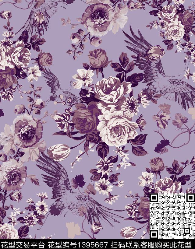 数码华亿平台花卉大牌风数码印花华亿平台下载（图片编号: 1395667） - 瓦栏（Walan）