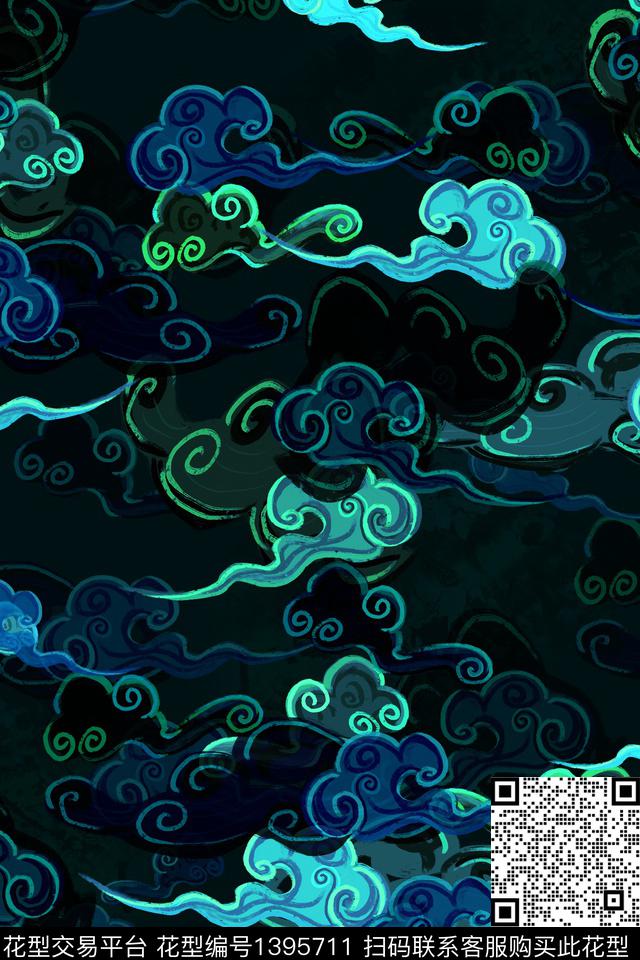 祥云中国风数码印花华亿平台下载（图片编号: 1395711） - 瓦栏（Walan）