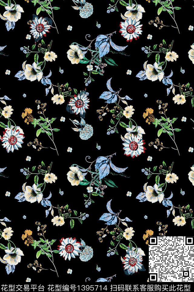 花卉大牌风小碎花数码印花华亿平台下载（图片编号: 1395714） - 瓦栏（Walan）
